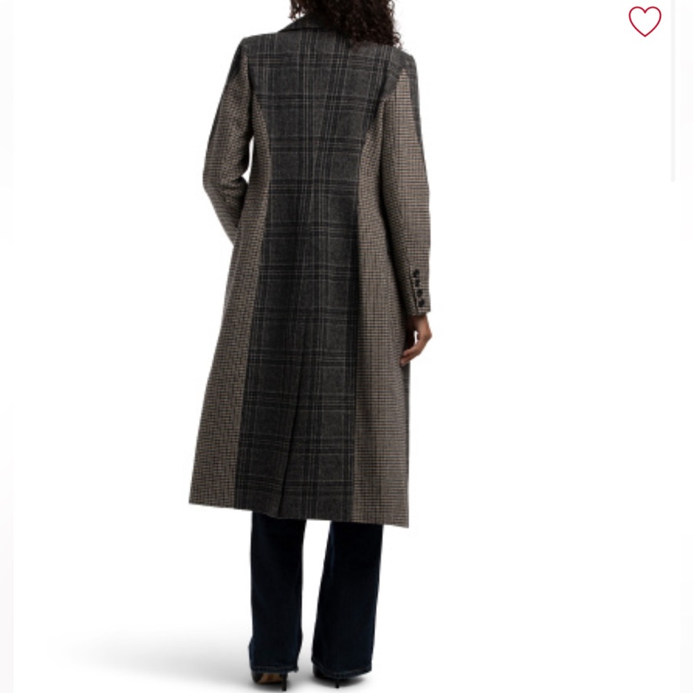 NWT 7 For All Mankind Black and Gray Plaid Wool Blend Coat Size S - Picture 2 of 10